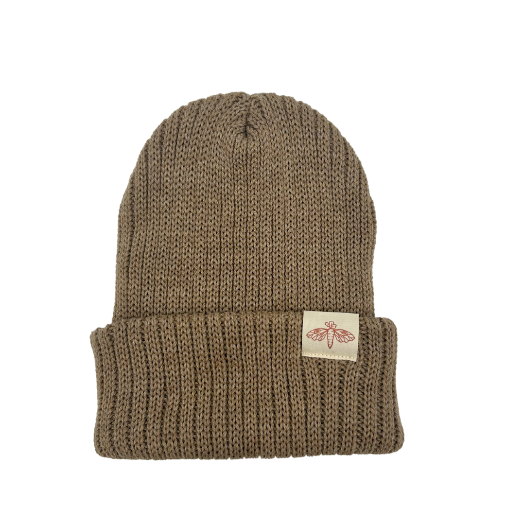 Rustek Collective Merino Wool Wide Ribbed Beanie - Beige